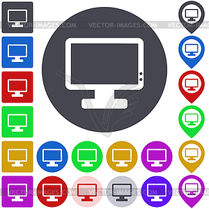 Color monitor icon set - vector clipart