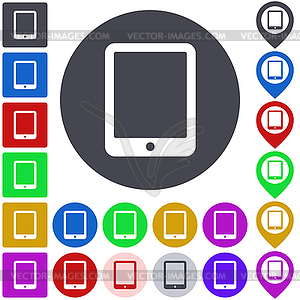 Color tablet icon set - vector image