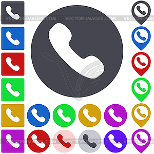 Color phone icon set - vector clipart