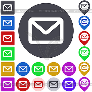 Color mail icon set - vector image