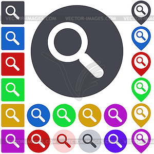 Color search icon set - stock vector clipart