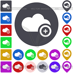 Color add to cloud icon set - vector clip art