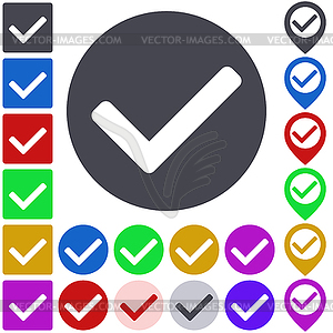 Color tick icon set - vector image