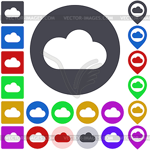 Color cloud icon set - vector clipart