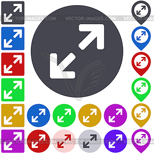 Color expand icon set - vector clip art