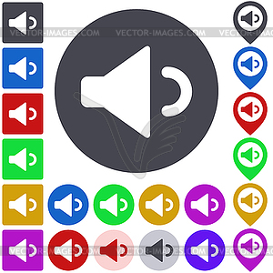 Color volume down icon set - vector EPS clipart