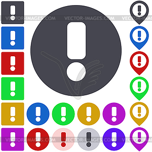 Color warning icon set - vector image