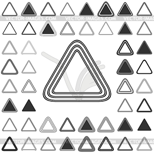 Black line triangle icon design set - vector image