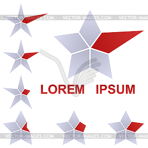 Grey and red star icon design set - vector image