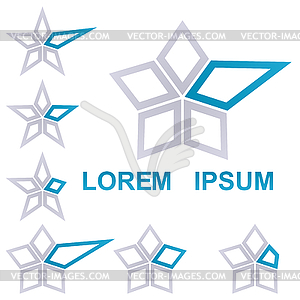 Grey and blue star icon design set - vector clip art