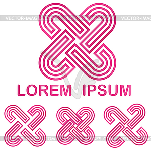 Розовый логотип компании шаблон дизайн набор - иллюстрация в векторном формате