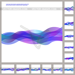 Blue purple business wave background set - vector clip art