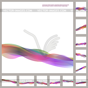 Business wave brochure design template set - vector image