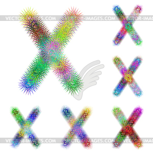 Happy colorful fractal font set - letter X - vector clip art