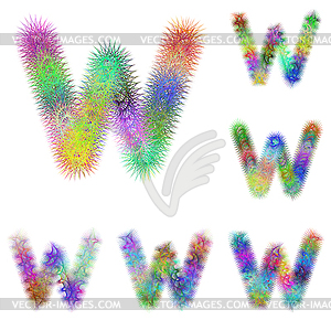 Happy colorful fractal font set - letter W - stock vector clipart