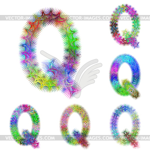 Happy colorful fractal font set - letter Q - vector image