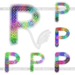 Happy colorful fractal font set - letter P - vector clip art