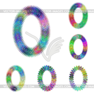 Happy colorful fractal font set - letter - vector clipart