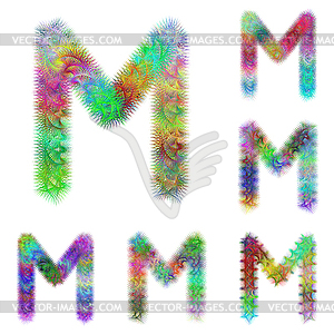 Happy colorful fractal font set - letter M - vector clipart