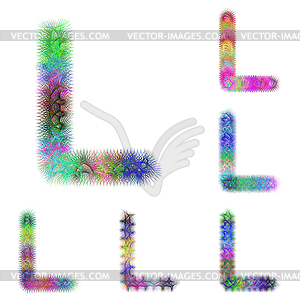 Счастливый красочные фрактал набор шрифтов - буква L - клипарт в векторе / векторное изображение