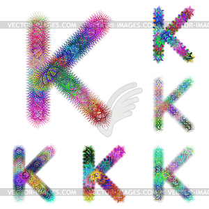 Happy colorful fractal font set - letter K - vector clipart