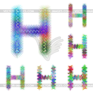 Счастливый красочные фрактал набор шрифтов - буква Н - векторный графический клипарт