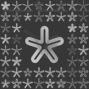 Silver line star icon design set - vector clipart