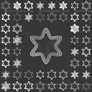 Silver line star icon design set - vector clip art