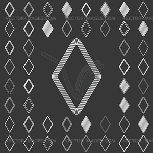 Silver line rhombus icon design set - vector clipart