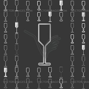 Silver line bar icon design set - vector clipart / vector image