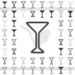 Line cocktail logo design set - vector image