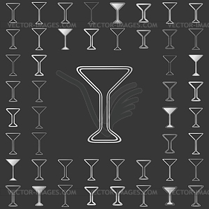 Silver line drink icon design set - vector clipart