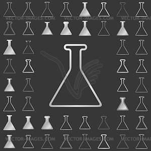 Silver line chemistry icon design set - white & black vector clipart