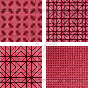 Red triangle mosaic pattern set - vector image