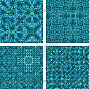 Teal seamless mosaic pattern set - vector image