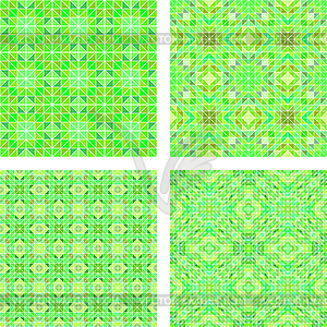 Seamless green mosaic pattern set - vector clipart