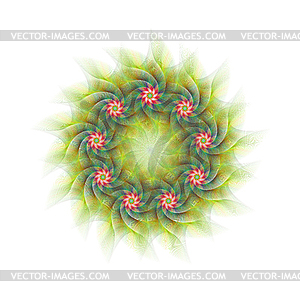 Nine branched circular fractal flower design - vector clipart