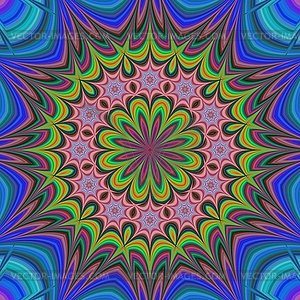 Abstract floral fractal kaleidoscope background - vector clip art