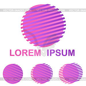 Pink and purple striped circle company symbol set - vector clip art