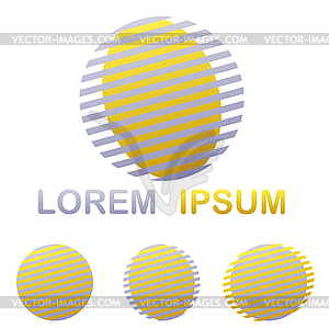 Silver and golden striped circle logo design set - vector clipart