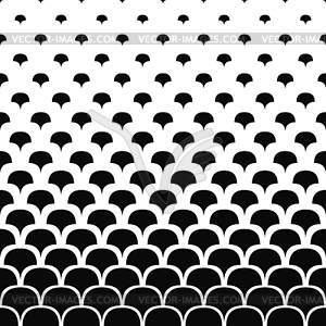 Seamless black and white curved shape pattern - vector clipart
