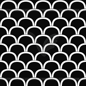 Seamless monochrome curved shape pattern - vector clipart