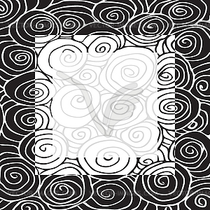 Wave hand-drawn pattern, waves frame square abstrac - vector image