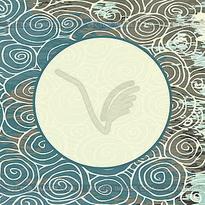 Wave hand-drawn pattern, waves frame circle abstrac - vector image