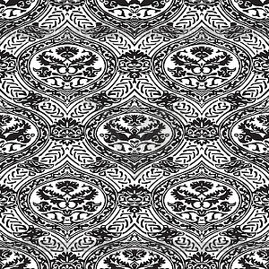 Seamless floral antique pattern with interlacing - vector image