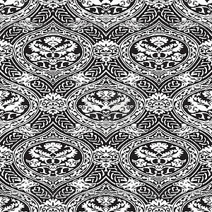 Seamless floral antique pattern with interlacing - vector clip art