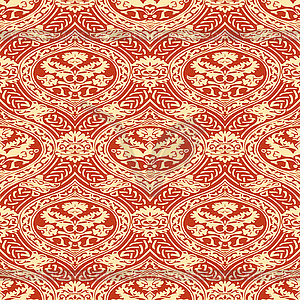 Seamless floral antique pattern with interlacing - vector clipart