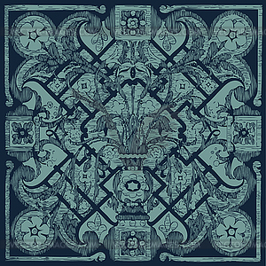 Floral pattern tile background of black and - vector clipart