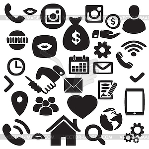 Finance, Network icon set - vector clipart