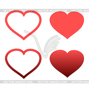 Different abstract red heart icons set - vector clipart